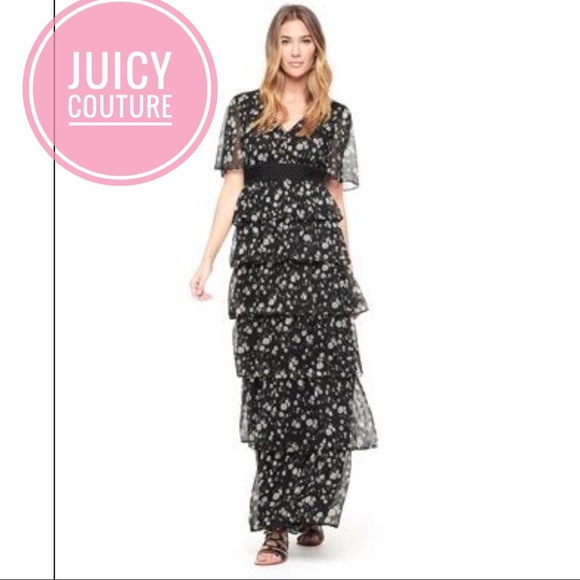 Daisy Print Tiered Maxi Dress Juicy Couture 🌼 Ethereal, Boho, Whimsical Springy - Picture 2 of 7